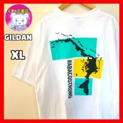 usa古着 GILDAN Tシャツ アメリカ地図 ホワイト カラフル XL