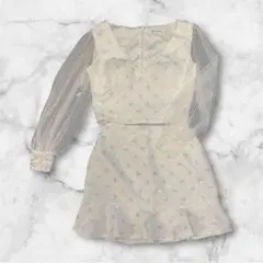 【14日のみ大セール】スパンコールドレス背中隠し/ミニドレス/キャバドレス白L