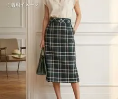 ZARA グリーン　チェック柄　 ベルト付き タイト　スカートのサムネイル