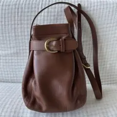 COACH オールドコーチ 巾着ショルダーバッグ ブラウン レザー