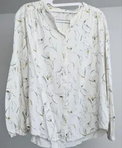 グローバルワーク さらさらリラックスプリントブラウス 花柄 長袖 Sサイズ