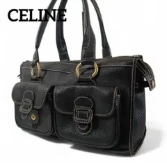 正規品 セリーヌ CELINE レザー ハンドバッグ Wポケット 黒 ブラックのサムネイル