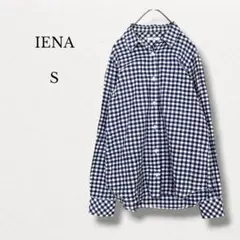 ♡イエナ IENA【S】ギンガムチェックコットンシャツ 薄手 やわらか ブルー