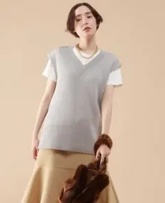 theoryluxe ラメミックスヤーンVネックショートスリーブセーター