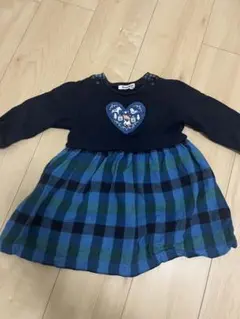 familiar ワンピース 90サイズ ネイビー・チェック