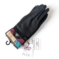 ELLE　エレ　手袋　グローブ　黒　チェック　タッチパネル対応