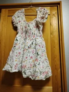 フラワープリント 半袖ミニワンピース EUR XL エイチアンドエム