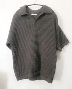 WYM スキッパーニットポロシャツ ダークグレーのサムネイル