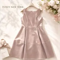 美品✨フォクシーニューヨーク　バルーンスカートワンピース　ピンクベージュ　L