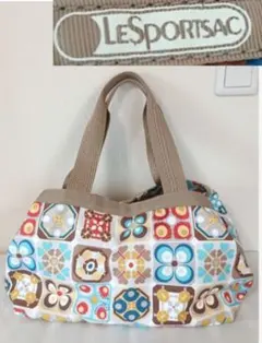 【美品】レスポートサックス ♦大容量♦️カラフル幾何学模様トートバッグ