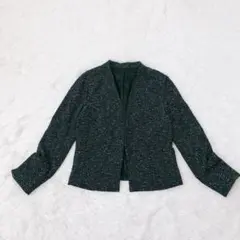 UNIVERSAL LANGUAGE ツイードノーカラージャケット　裏地付　黒