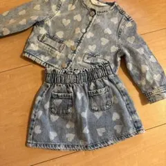 H&M ハート柄 デニム セットアップ 90cm