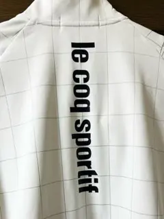 ルコックゴルフホワイトのチェック柄ジャケット、le coq sportifロゴ入