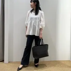 green label relaxing タックギャザースリーブブラウス