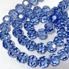 m*)様 bm708/ガラスビーズ◇多面カット　クリアブルー　1連