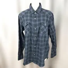 COMMECAISMコムサイズム　＜M＞ ネルシャツ　ネイビー系　チェック３３１