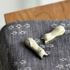 新品 大分県 日田市 小鹿田焼 箸置き 猫 ペア Aセット