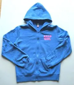 ANAP　トレーナー　フード付き150〜160㎝　ブルー　ピンクロゴ
