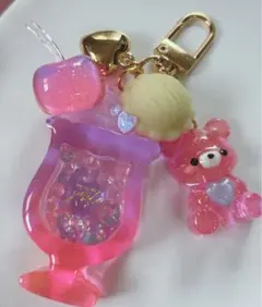 レジンチャーム　シェイカーチャーム　シャカシャカ　パフェ　ピンク×パープル