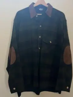 Woolrich ウールチェックシャツ　80s USA製 本革 スウェード襟