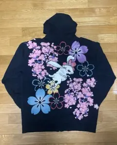 不倶戴天　パーカー　フーディー　桜　ウサギ　兎　2XL 3L 和柄のサムネイル