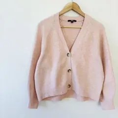 XL大きいサイズ【ユニクロ】スフレヤーンショートカーディガン（長袖）　ピンク