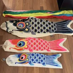 フジサワ 鯉のぼり ゴールデン15号 黒赤青鯉 五色吹き流し ロープ説明