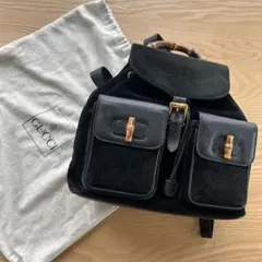 美品GUCCI グッチバンブー スエード リュック 黒ブラックバックパックのサムネイル