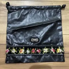 FEILER 黒 フラワー 巾着ポーチ