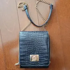 ingni ブラック クロコダイル風 バッグ レディース