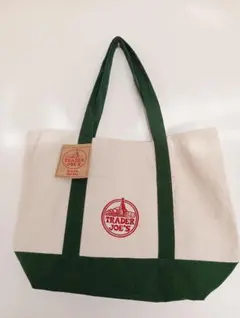 TRADER JOE'S トートバッグ⭕️ グリーン　大きめサイズ　現地調達