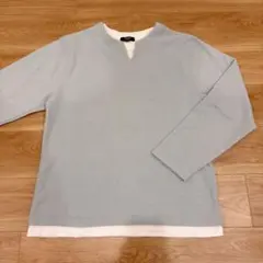 BEAMS HEART レイヤード風 ニット トップス 長袖 ライトブルー M