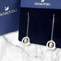 美品 箱付き スワロフスキー クリスタル パヴェ ロング ドロップ ピアス