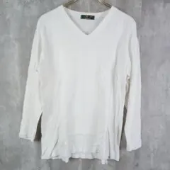 【VALENTINO PIA】韓国製白のVネック　綿100％　シンプルロンT