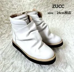 【( ΦωΦ )様専用】【本革】ZUCCaホワイトレザー ショートブーツLのサムネイル