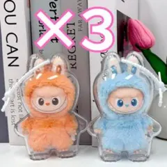 M【最安値】3個 クリアケース ラブブ ミニ LABUBU イニシャル2401