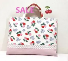 さくらんぼ柄　キャスキッドソン　帆布生地　レッスンバッグ　ハンドメイド