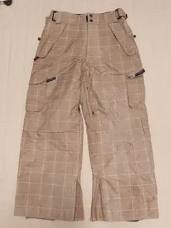 mistralベージュ チェック柄 スノーボードウェア Sサイズボトムス　パンツ