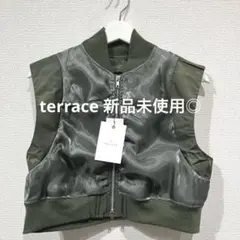 terrace 新品未使用タグ付き◆箔オーガンジーMA-1ベスト　カーキ　M