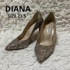 DIANAフラワーカットグリッターパンプス23.5cm ゴールドポインテッドトゥのサムネイル