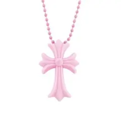 ラバーネックレス　シリコンネックレス　十字架　クロス　薄いピンク　ユニセックス