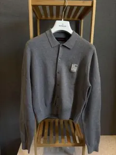 【美品】CaBAN コットンカシミヤパールロゴカーディガン　グレーのサムネイル