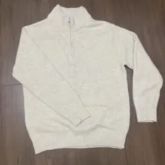 UNIQLO ユニクロクリーム色 ハイネックニットセーター　ニット　ジップ
