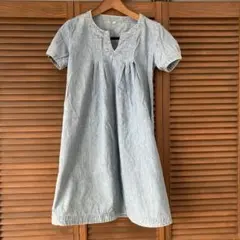 無印良品　デニム　半袖ワンピース ひざ丈