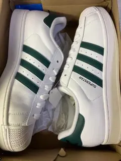 【希少29cm】adidas SUPERSTAR サイドロゴ入 グリーン 新品
