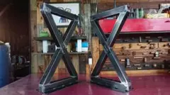 無塗装でアイアンな極太鉄脚♪ 50×400×650mm 8型 2脚ver.