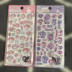 クロミ/マイメロ　ボンボンドロップシール風ぷっくりシール　2枚セット