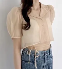 Heather オープンカラーシアーシャツ（半袖）　121890