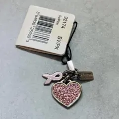 【未使用品】COACH コーチ キーホルダー チャーム ハート ラインストーン