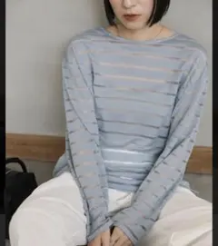 select MOCA シアーボーダーラメトップスのサムネイル